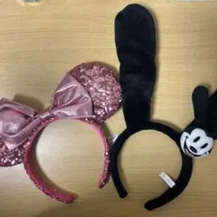 【カチューシャ２個セット】ミニー ピンク スパンコール オズワルド