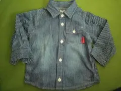 ストライプシャツお揃い 長袖薄手　ボブソン2枚組