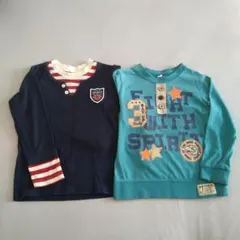 長袖カットソー 2枚セット 110cm　男の子　ボーダー　紺　グリーン