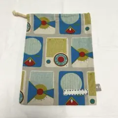 幾何学模様の布製巾着袋 給食袋 ハンドメイド