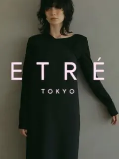新品タグ付 ETRE TOKYO ショルダーレースダブルガーゼワンピース 黒 ETRE TOKYO エトレトウキョウ ショルダーレースダブルガーゼワンピース