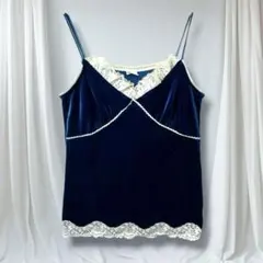 OLATOLA キャミソール ベロア レース切替 ストレッチ インナー M 春夏のサムネイル
