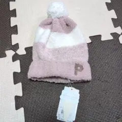 GELATO PIQUE ボンボン付きニット帽 ピンク/ホワイト 新品 タグ付き