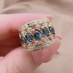 最高級!希少! 天然ダイヤモンド 天然サファイア リング 指輪 K18 18金