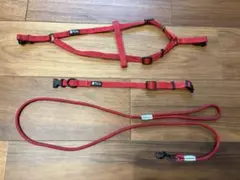 porta 犬用ハーネス 首輪 リード 3点セット レッド　 小型犬用