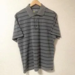 エディー・バウアー　Eddie Bauer メンズボーダーポロシャツ　グレー　M