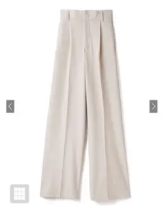 センタープレス ワイドタックロングパンツ【gm615】(アイボリー)