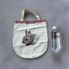 ウサギイラストのキャンバストートバッグ