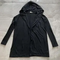 【GAP】 フード付きカーディガン XXS ブラック　ボタンなし