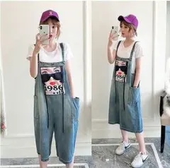 レディース 大きいサイズ 新品 春夏 (4XL) デニム　サロペット8