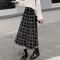 fifth チェックフリンジスカート