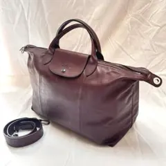 美品♪ロンシャン ルプリアージュ キュイール2wayトートバッグ レザー A4