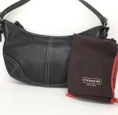 COACH 美品 ワンショルダーホーボーハーフムーンレザー ブラック 保存袋付き