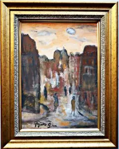 【真作】冬島大三郎 油彩画『モンマルトル』F4号 二科会審査員 額装・略歴付 真作】冬島大三郎 油彩画『モンマルトル』F4号 二科会審査員 額装