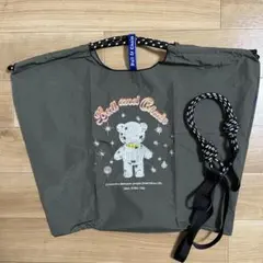 灰色系 MIRROR BALL BARE 刺繍 エコバッグ ストラップ付【Ｌ】