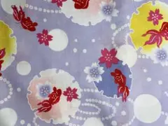 金魚と花柄 浴衣反物 約110✖️200センチ