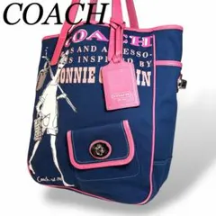 COACH コーチ　トートバッグ　13530 ピンク×ネイビー　A4収納◎