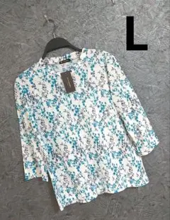 新品未使用 ダク付き 七分袖 花柄カットソー