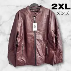 革ジャン メンズ ボルドー PUレザー ライダースジャケット シングル