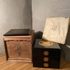 時代物 能登輪島塗 家紋入り三段重箱 岡山監製 漆器 お重 骨董品 古美術 美品 時代物 能登輪島塗 家紋入り三段重箱 岡山監製 漆器 お重 骨董品 古
