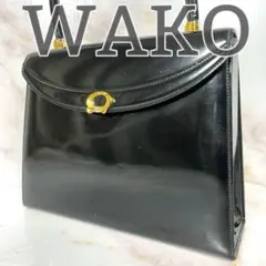 2629* 銀座和光 WAKO パテントレザー ハンドバッグ フォーマル 黒 銀座 和光 WAKO 極上 パテントレザー ハンドバッグ 黒 フォーマル