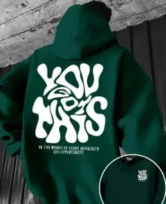 ダークグリーン グラフィックパーカー