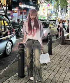 24日23:59まで限定値下げ‼️KsG ウォッシュドブルーフリンジデニム