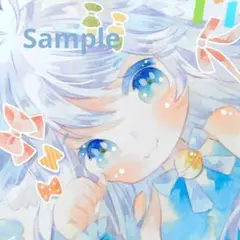 手描きイラスト　オリジナル　小色紙　透明水彩