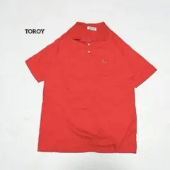 トロイ コットン100%ワンポイント半袖ポロシャツ カジュアル メンズL 赤 夏のサムネイル