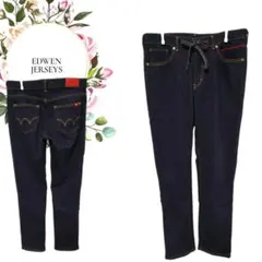 【エドウィン】日本製EDWINJERSEYS綿混デニムパンツ紐付【М】濃紺赤タグ