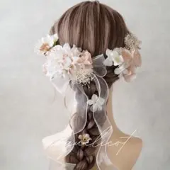 ウェディング ベッドドレス ライトピンク／成人式 結婚式 卒業式 髪飾り②