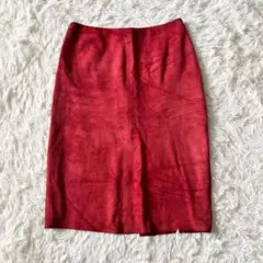 VALENTINO バレンティノ スエード タイトスカート 膝丈 レッド