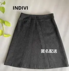 【INDIVI】日本製　濃グレー　ライン綺麗☆*:.。.お値下げ♪