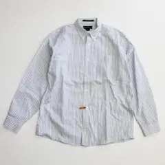 【美品】エディーバウアー 形態安定 ストライプ 長袖ボタンダウンシャツ M 綿