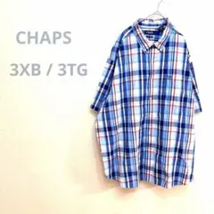 チャップス ラルフローレン 半袖シャツ 3XB 古着 チェック 青 赤 大きめのサムネイル