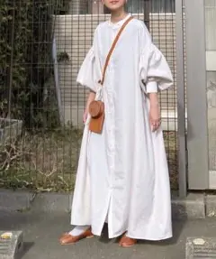 CORNERS シャツワンピース　ストライプ　ボリュームスリーブ　ボンサガ