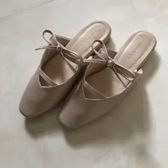 ✨新品✨LERUNE ベージュ リボン付きミュール　M