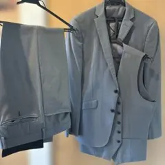 グレー ストライプ ビジネススーツ 3点セット