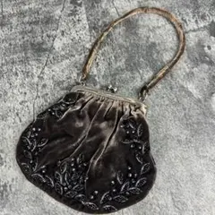 ドルチェ&ガッバーナ ベロア ビーズ刺繍 がま口 ハンドバッグ レオパード