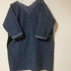雪ん子絣の着物よりのリメイク ワンピース　　フリーサイズ