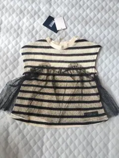 ストライプニットチュニック（フリル付き）