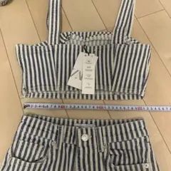 ZARA上下2点セット⭐︎新品キャミトップスS32ストライプデニム