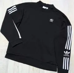 adidas アディダス メンズ トレーナー Lサイズ 黒色 ブラック 刺繍