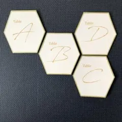 ［80円/枚］テーブルナンバー　結婚式　六角形　ゴールド