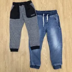 【まとめ売り】キッズ ロングパンツ 2本セット 長ズボン　デニム　スウェット