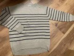 GU ボーダー 長袖 ニット ベージュ