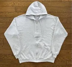 Hanes フルジップパーカー グレー 無地 L YKKジップ