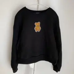 裏起毛クマさんスウェットプルオーバー　tiptop+pocket　トレーナー　黒