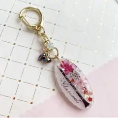 【4310】クラリネットキーホルダー 赤いチンシバイの蕾入り 吹部 クラパートのサムネイル