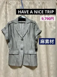 ✨美品✨HAVE A NICE TRIPの半袖ジャケット　グレー　上品のサムネイル
